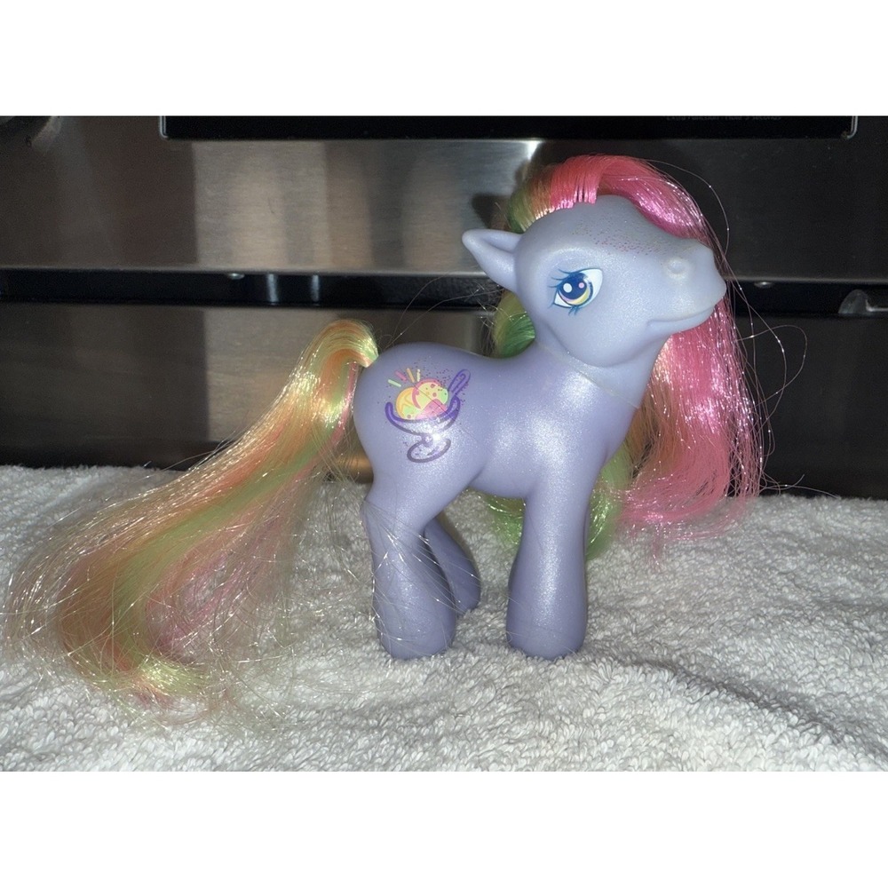 MY LITTLE PONY MLP G3 FRIENDSHIP RAINBOW SWIRL PURPLE WITH BRUSH 2004 Hasbro